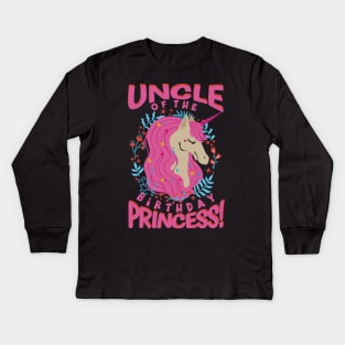 Uncle of the Birthday Princess Unicorn Kids Long Sleeve T-Shirt